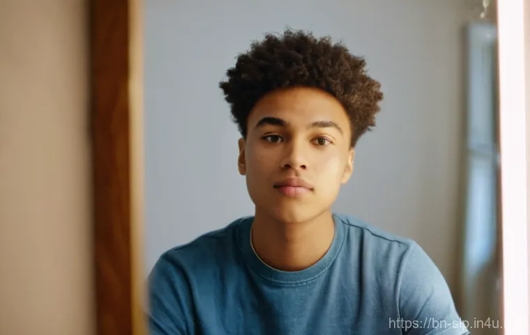 말더듬 치료법 - "A young adult, approximately 20 years old, with a warm and determined expression, looking directly ...