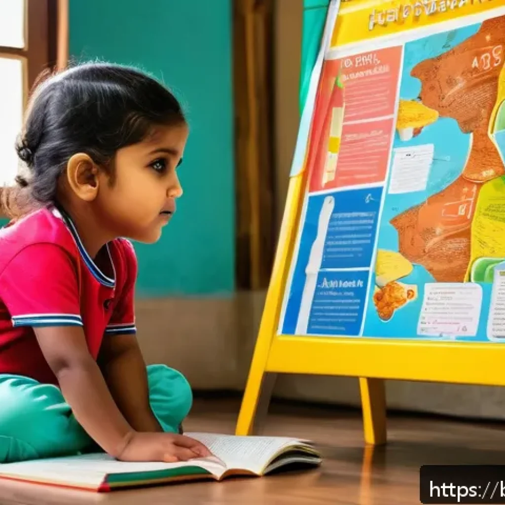 언어 발달의 주요 이론 - A vibrant and warm classroom scene featuring a young Bengali child wearing a colorful diaper, sittin...