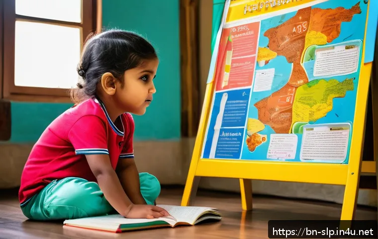 언어 발달의 주요 이론 - A vibrant and warm classroom scene featuring a young Bengali child wearing a colorful diaper, sittin...