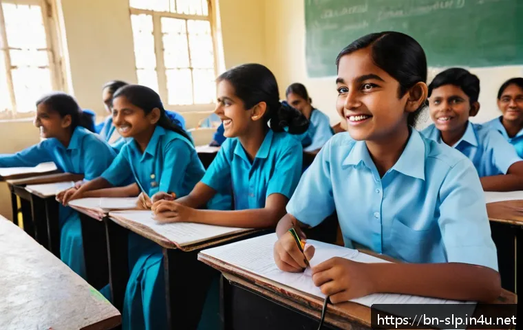 구술 및 언어 평가 - A vibrant classroom scene in Bangladesh featuring Bengali students aged around 15, wearing school un...