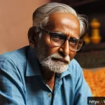 성인 언어장애 - An elderly Bengali man sitting in a cozy living room, struggling to find the right words while speak...